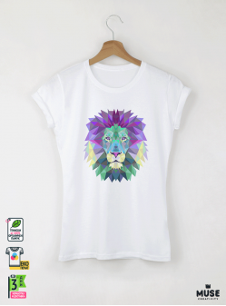 Colorful Lion дамска бяла тениска с дизайнерски принт