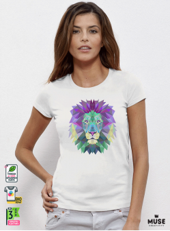 Colorful Lion дамска бяла тениска с дизайнерски принт Colorful Lion дамска бяла тениска с дизайнерски принт