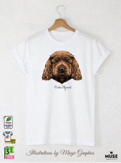Cocker Spaniel Puppy Мъжка Бяла Тениска С Дизайнерски Принт